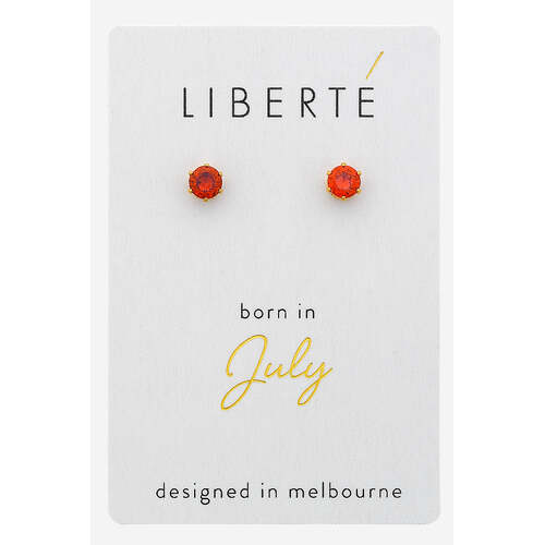 Liberte July Ruby Crystal Stud