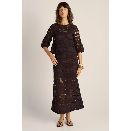 Fate + Becker Gaia Lace Skirt - Chocolate