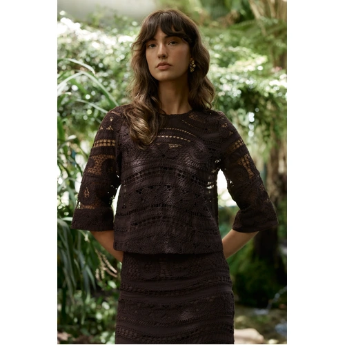 Fate + Becker Gaia Lace Top - Chocolate