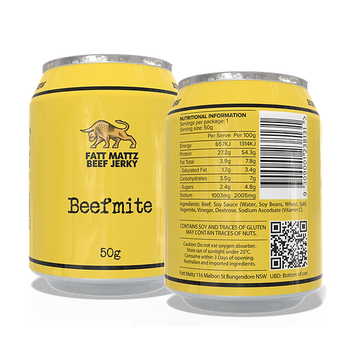 Fatt Mattz Beef Jerky 50g Can - Beefmite