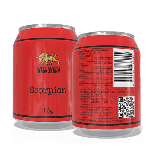 Fatt Mattz Beef Jerky 50g Can - Scorpion