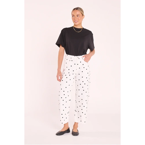 Feather + Noise Lola Cropped Barrel Jean - Black Spot