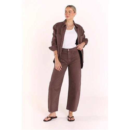 Feather + Noise Lola Barrel Jean - Chocolate