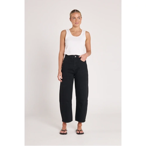 Feather + Noise Lola Cropped Barrel Jean - Black
