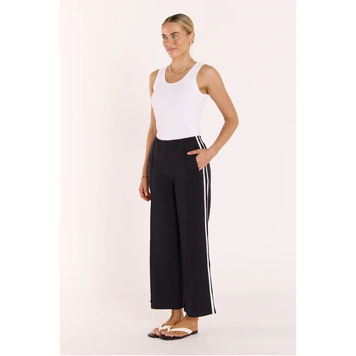 Feather + Noise Cropped Noah Pant - Navy Stripe