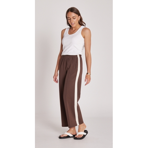 Feather + Noise Noah Cropped Pant - Chocolate Cream Stripe [Size: 8]