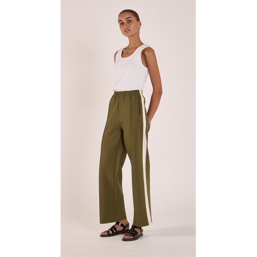 Feather + Noise Cropped Pant - Khaki Cream Stripe [Size: 8]