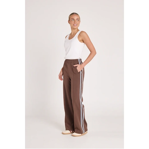 Feather + Noise Noah Wide Pant - Chocolate Blue Stripe