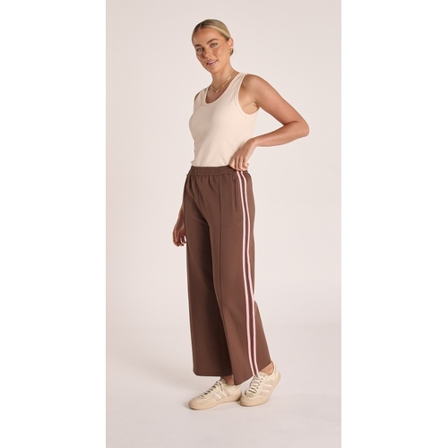 Feather + Noise Cropped Pant - Chocolate Pink Stripe [Size: 8]