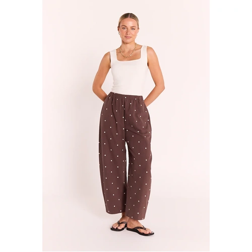 Feather + Noise Eleanor Barrel Pant - Chocolate Spot