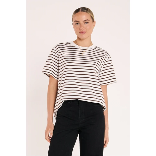 Feather + Noise Carter Tee - White Chocolate Stripe