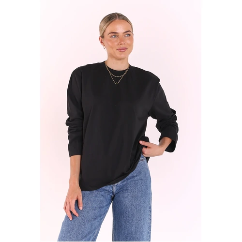 Feather + Noise Carter Long Sleeve Tee - Black