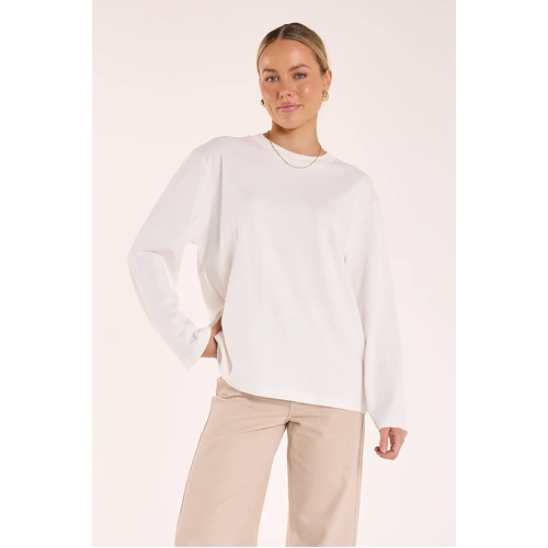 Feather + Noise Carter Long Sleeve Tee - White [Size: 12]