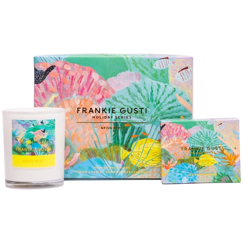 Frankie Gusti Holiday Series Candle + Steamer Duo - Neon Reef
