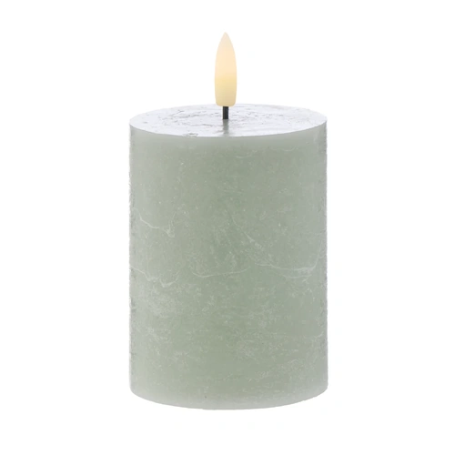 Amalfi LED Flickering Candle 7.5x7.5x10cm - Rustic Green