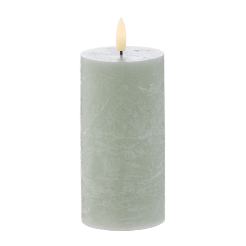 Amalfi LED Flickering Candle 7.5x7.5x15cm - Rustic Green