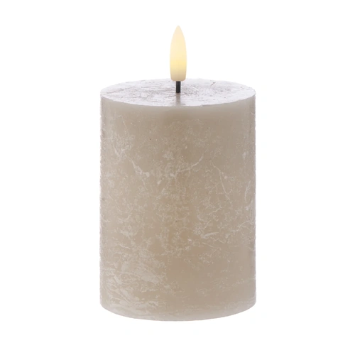 Amalfi Hughe LED Flickering Pillar Candle 7.5x7.5x10cm - Rustic Taupe