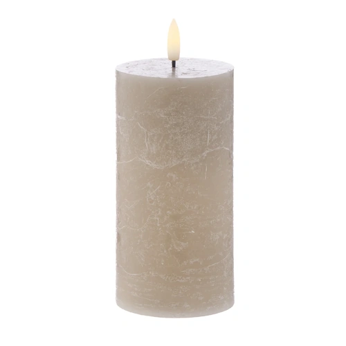 Amalfi Hughe LED Flickering Pillar Candle 7.5x7.5x15cm - Rustic Taupe