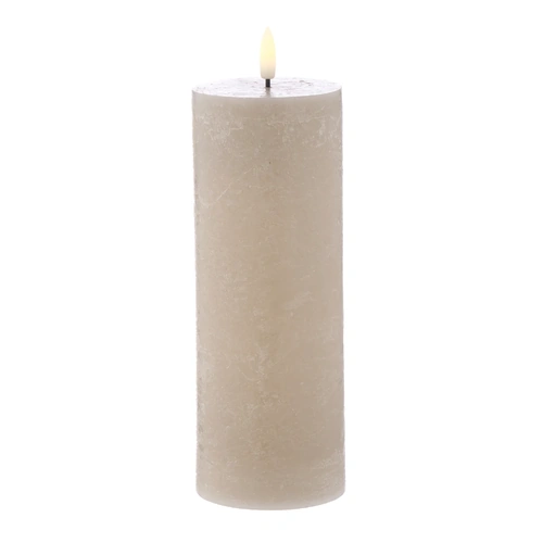 Amalfi Hughe LED Flickering Pillar Candle 7.5x7.5x20cm - Rustic Taupe