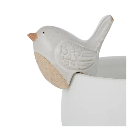 Life Botanic Bree Bird Ceramic Pot Hanger 6.5x9cm - White