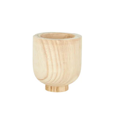 Life Botanic Wade Wooden Footed Pot 16x18cm - Natural