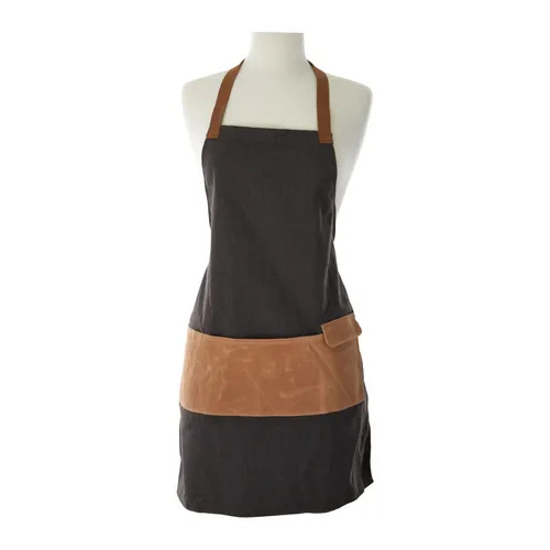 Life Botanic Harold Canvas Apron with Pocket 58x99cm - Grey/Brown