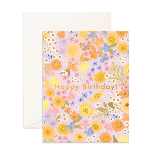 Fox & Fallow Greeting Card - Birthday Floralscape