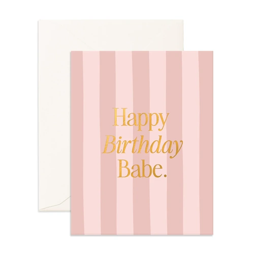 Fox & Fallow Birthday Babe Rose Stripe Greeting Card