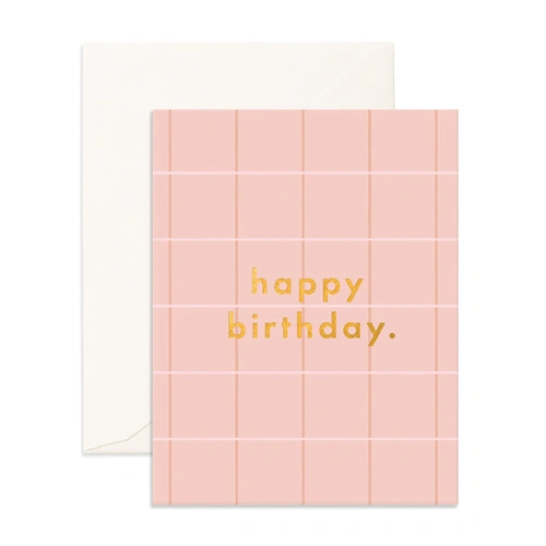 Fox & Fallow Birthday Blush Plaid Greeting Card