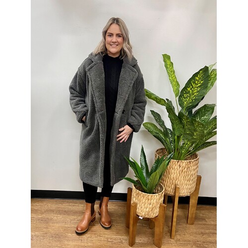 Pink Diamond Long Coat - Charcoal [Size: Medium]