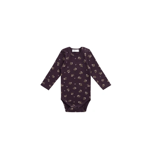 Jamie Kay Organic Cotton Fine Rib Long Sleeve Bodysuit - Simone Huckleberry [Size: 3-6M]