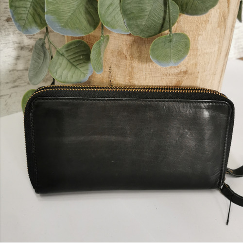 Juju & Co Black Double Zip Leather Wallet