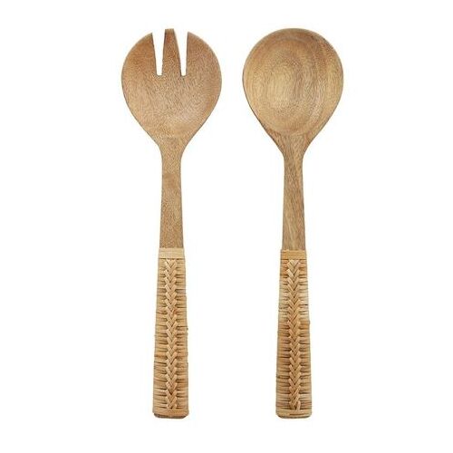 Casa Regalo-Tai S/2 Wood Salad Server 7.5x29.5cm-Natural