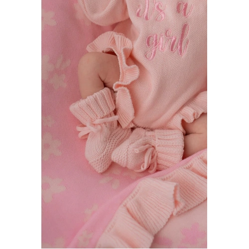 little & fern Knitted Booties - Baby Pink