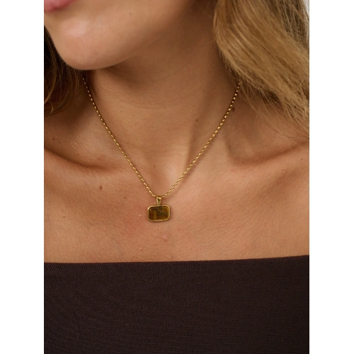 Lustre & Sage Voyager Tiger Eye Necklace - Gold