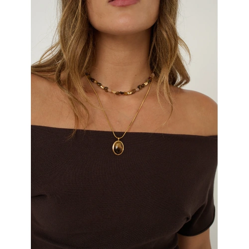Lustre & Sage Morrison Tiger Eye Necklace - Gold