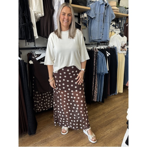 YH & CO Polka Dot Skirt - Choc/White