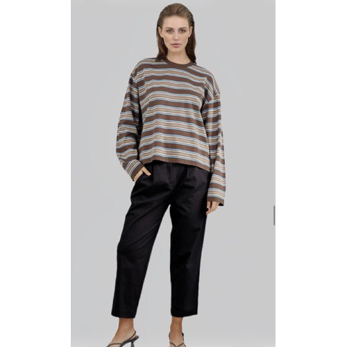 YH & CO Long Sleeve Stripe Tee - Chocolate/Blue