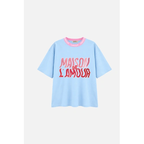 MAKU Amour L'Amour Oversize Tee - Baby Blue [Size: S]