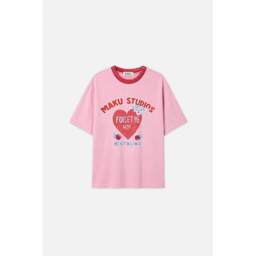 MAKU Heartbreaker Oversized Tee - Baby Pink [Size: 2XL]