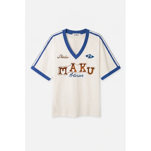Maku Artisan V-Neck Tee - White