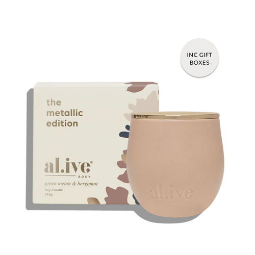 Al.ive Body Metallic Edition Soy Candle - Green Melon & Beramot