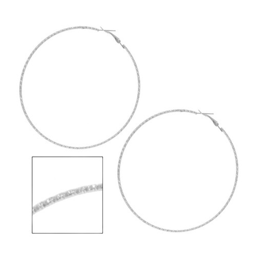 Sun Accessories Etched Hoop Earrings - Silver