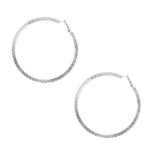 Sun Accessories Etched Hoop Earrings - Silver