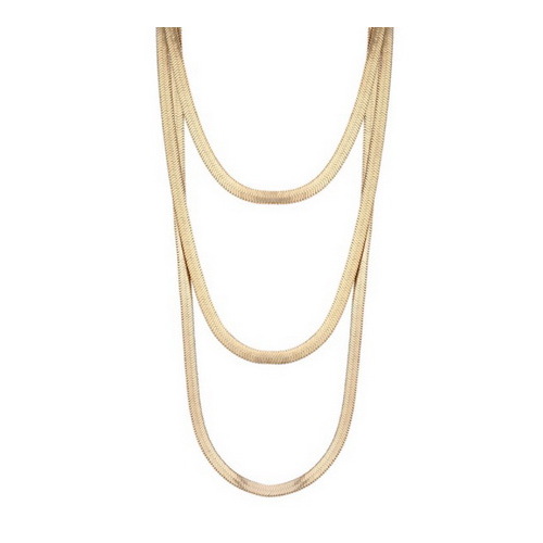 Sun Accessories Layered Flat Chain Necklace - Gold