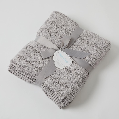 Jiggle & Giggle Aurora Cable Knit Baby Blanket - Silver/Cream
