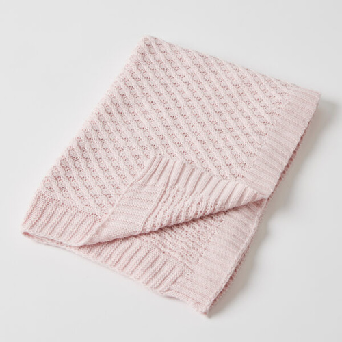 Jiggle & Giggle Basket Weave Knit Blanket - Pink