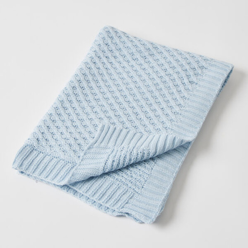Jiggle & Giggle Basket Weave Knit Blanket - Blue