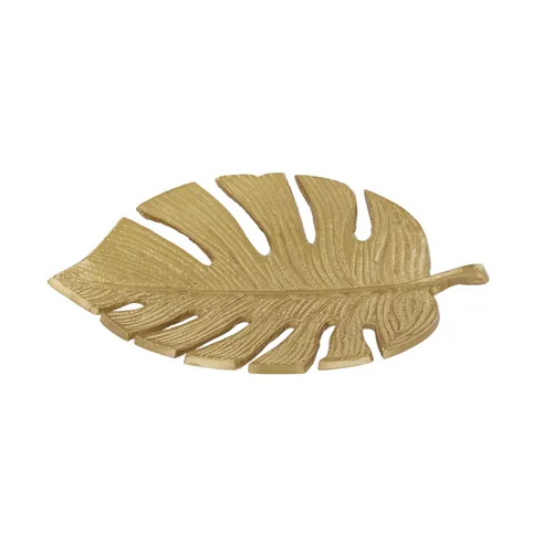 Coast to Coast Alajuela Metal Leaf Plate 16x25cm - Gold