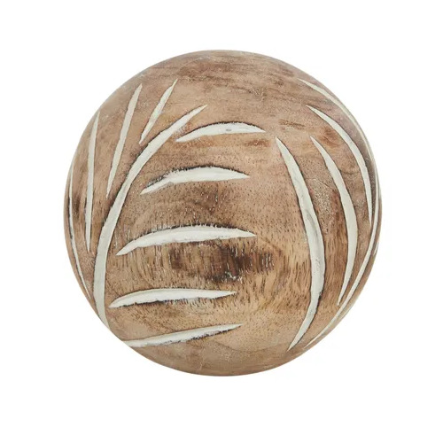 Coast to Coast Spruce Wood Deco Balls 10cm - Nat/White